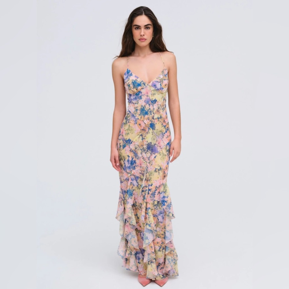 NWT For Love And Lemons - Elea Maxi Dress - Pink Multi-colored Floral - Large
